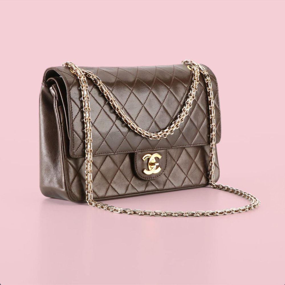 RARE - Chanel Vintage Small 24k Gold Reissue Chain Double Flap Bag - Picture 2 of 9